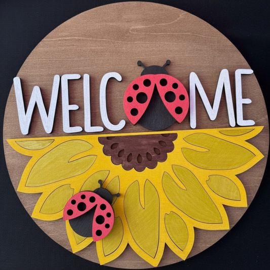 Welcome ladybug sunflower